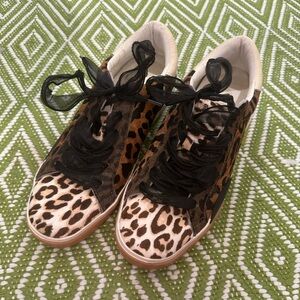 Dolce Vita Zina Leopard Print Calf Hair Sneakers